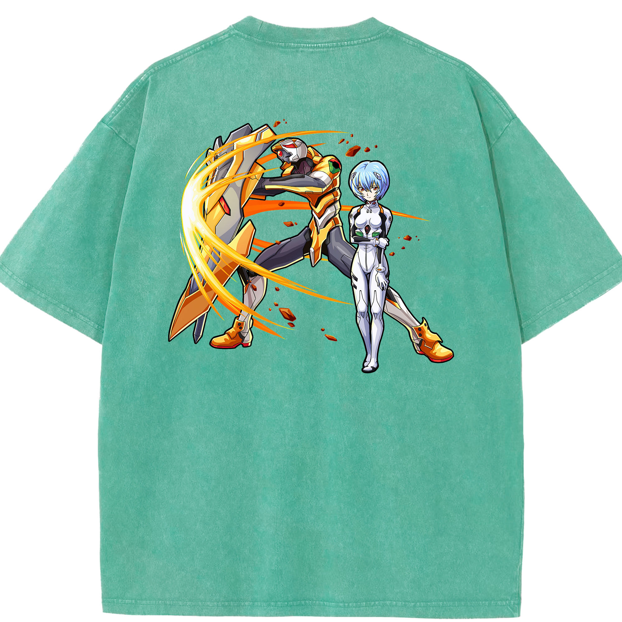 （画像用） EVA 新世紀エヴァンゲリオン 綿100% ヴィンテージ風 半袖Tシャツ（背面プリント）